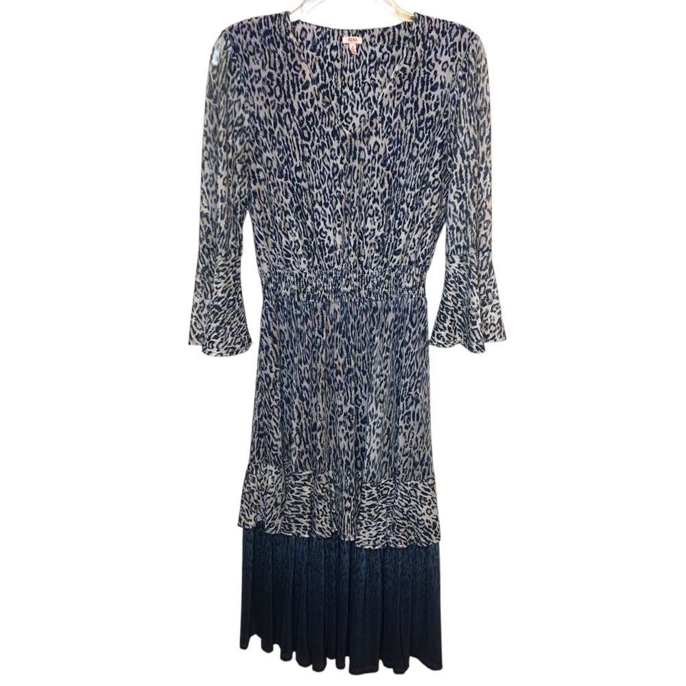 Reba Leopard Dress Size Small Boho Layered Cinch Waist Bell Sleeves Whimsygoth